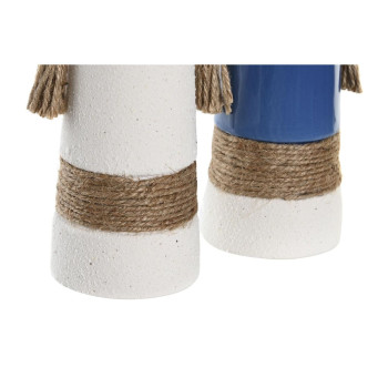 Vaza DKD Home Decor Keramikinis Balta Tamsiai mėlyna (9,5 x 7 x 20 cm) (2 vnt.),,,