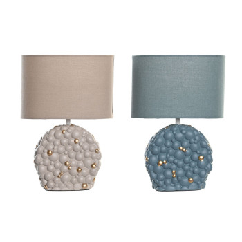 Stalinė lempa DKD Home Decor Mėlyna Auksinis Ruda Audinys Poliesteris Keramikos dirbinys 220 V 50 W (24 x 15 x 34 cm) (2 vnt.),,