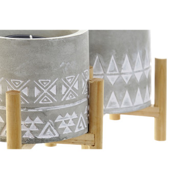 Žvakė DKD Home Decor Pilka Medžio Ruda Cementas Aliuminis Vaškas (10 x 10 x 12 cm) (2 vnt.),,,