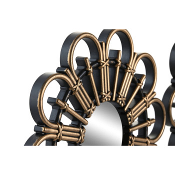 Spoguļu Komplekts DKD Home Decor Scandi Stikls Melns Bronza polipropilēns (25 x 2 x 25 cm) (2 gb.),,,