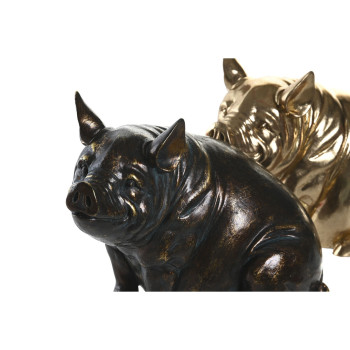 Decorative Figure DKD Home Decor Copper Golden Pig 18,5 x 10,5 x 14 cm (2 Units),,,