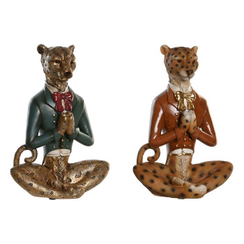 Decorative Figure DKD Home Decor Blue Brown Golden Leopard 16 x 9,5 x 23 cm (2 Units),,,