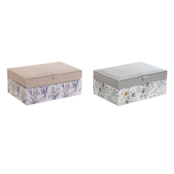 Jewelry box DKD Home Decor White Grey Lilac Polyurethane 18 x 12,5 x 7,5 cm (2 Units),,,
