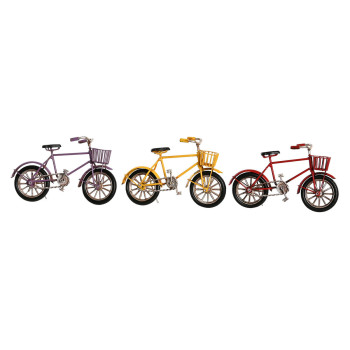 Decorative Figure DKD Home Decor Yellow Red Lilac Bicycle Vintage 16,5 x 5,5 x 9 cm (3 Units),,,