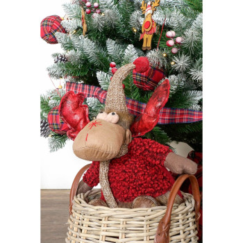 Kalėdų papuošalai DKD Home Decor Raudona Pilka Šiaurės elnias 27 x 19 x 32 cm (2 vnt.),,,