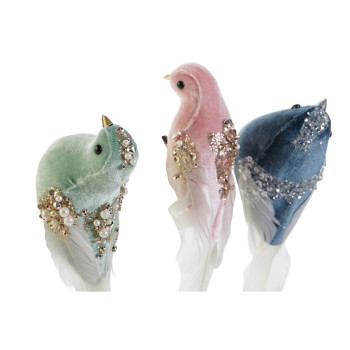 Kalėdų papuošalai DKD Home Decor Spalvotas Paukščių 25 x 7 x 6 cm (3 vnt.),,,