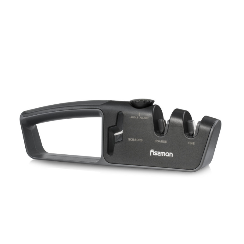 2 step knife and scissors sharpener 26x4x8 cm BLACK (carbide, ceramic)