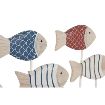 Decorative Figure Home ESPRIT Blue White Red Fish 17 x 6 x 25 cm (2 Units),,,