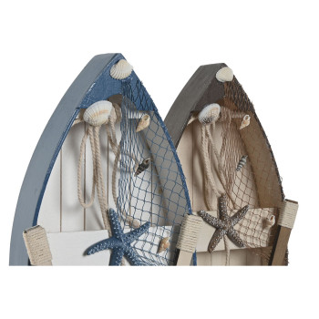 Decorative Figure Home ESPRIT Blue White Brown 20 x 7 x 40 cm (2 Units),,,