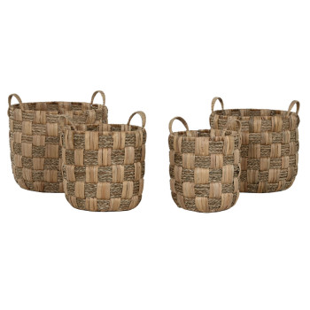 Basket set Home ESPRIT Natural Metal Water hyacinth (4 Pieces),,,
