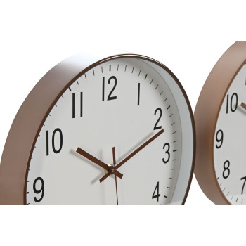 Wall Clock Home ESPRIT White Brown Natural PVC 30 x 4 x 30 cm (2 Units),,,