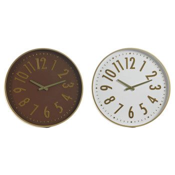 Wall Clock Home ESPRIT White Brown Golden PVC 45 x 4 x 45 cm (2 Units),,,