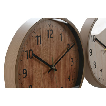 Wall Clock Home ESPRIT Brown Natural PVC Wood 30 x 4 x 30 cm (2 Units),,,