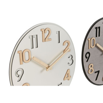 Wall Clock Home ESPRIT Grey Natural MDF Wood 30 x 5 x 30 cm (2 Units),,,