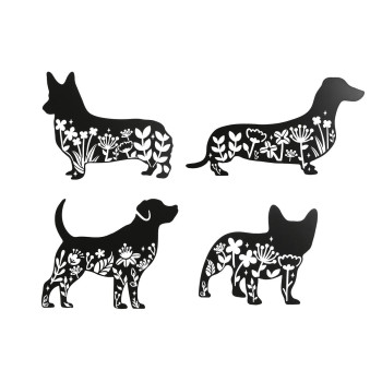 Wall Decoration Home ESPRIT Black Dog 40 x 1 x 33 cm (4 Units),,,