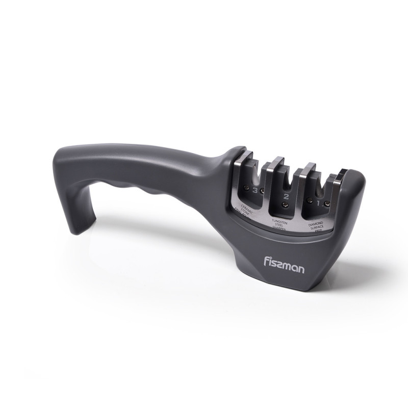 3 step knife sharpener 21x5x7 cm GREY (ceramic, carbide, diamond)