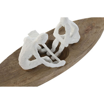 Decorative Figure Home ESPRIT White Natural Ship Mediterranean 42 x 14 x 16 cm,,,