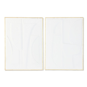 Wall Decoration Home ESPRIT White Golden Abstract 72,7 x 2,5 x 100,5 cm (2 Units),,,