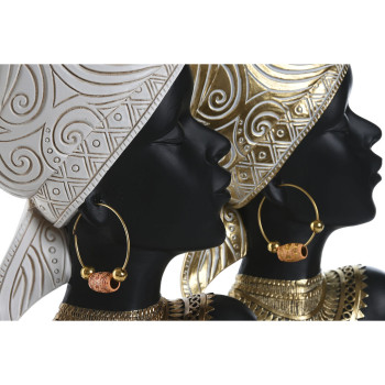 Decorative Figure Home ESPRIT White Black Golden African Woman 22 x 11 x 37 cm (2 Units),,,