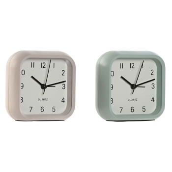 Table clock Home ESPRIT Pink Mint (2 Units),,,