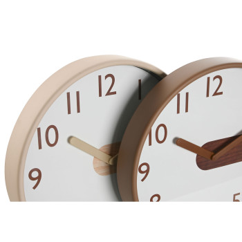 Wall Clock Home ESPRIT Brown Natural PVC Wood 30 x 4,7 x 30 cm (2 Units),,,