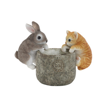 Decorative Figure Home ESPRIT White Brown Grey Orange animals 9 x 9 x 15,5 cm (3 Units),,,