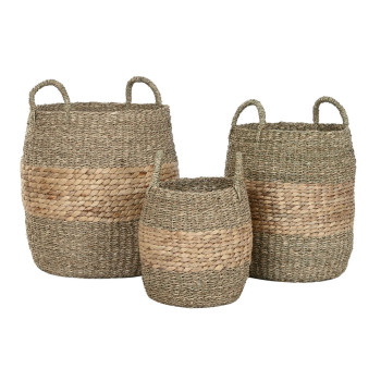 Basket set Home ESPRIT Natural Water hyacinth (3 Pieces),,,