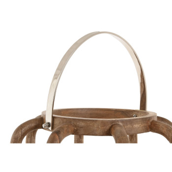 Подсвечник Home ESPRIT Коричневый Серебристый Стеклянный Древесина манго 30 x 30 x 53 cm