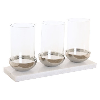 Žvakidė Home ESPRIT Balta Sidabras Stiklas Marmurą 40 x 13 x 22 cm,,,