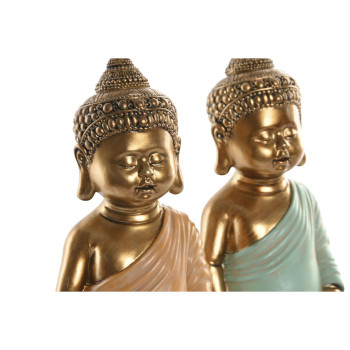 Decorative Figure Home ESPRIT Green Pink Buddha Oriental 10 x 8 x 24 cm (2 Units),,,
