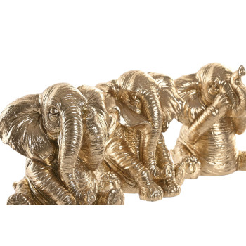 Decorative Figure Home ESPRIT Golden Elephant 13 x 12 x 14 cm (3 Units),,,