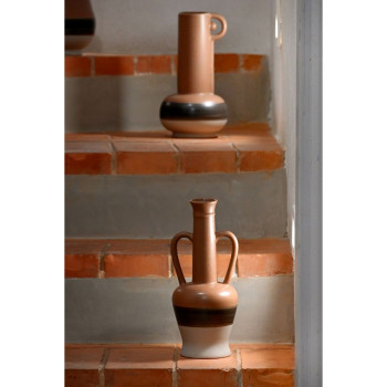 Vaza DKD Home Decor Balta Pilka Degtas molis Porcelianas 12,7 x 12,5 x 30 cm (3 vnt.),,,