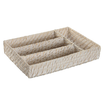 Stalo įrankių dėklas Home ESPRIT Balta Natūralus Bambukas 34 x 24 x 6 cm,,,
