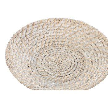 Puošmena Home ESPRIT Balta Natūralus Bambukas Rotangas 35 x 35 x 8 cm (2 Dalys),,,