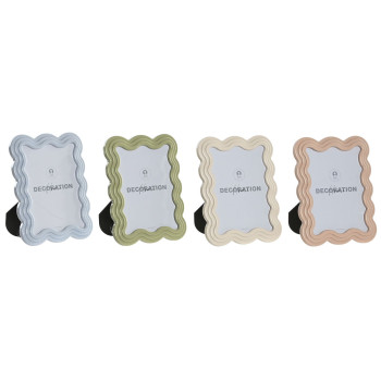 Photo frame Home ESPRIT Blue White Green Pink Crystal ABS Scandinavian (4 Units),,,