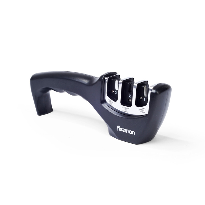 3 step knife sharpener 21x5x7 cm BLACK (ceramic, carbide, diamond)
