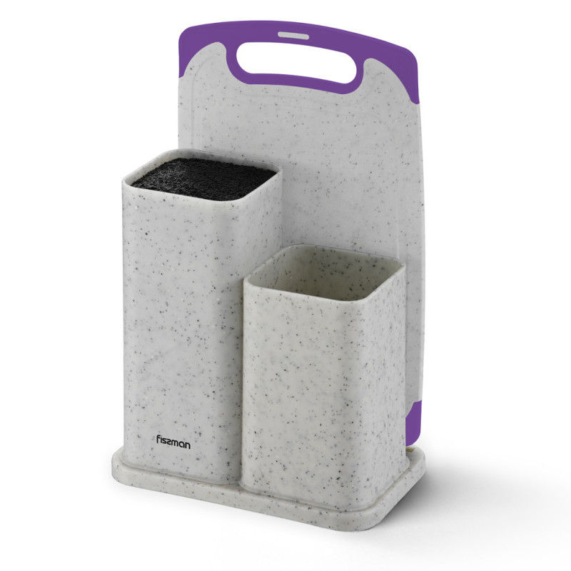 Kitchen knife and utensil organizer (21.5x13.2x23 cm) with cutting board (33x20x0.6 cm) (plastic)