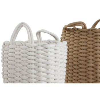 Basket set Home ESPRIT White Beige Rope 30 x 30 x 43 cm 2 Pieces (2 Units),,,