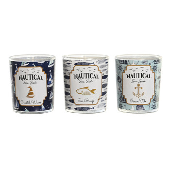 Žvakė DKD Home Decor Mėlyna Vaškas Stiklas 17 x 5 x 6 cm (3 vnt.),,,