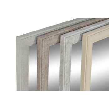 Sienas spogulis DKD Home Decor Balts Bēšs Tumši pelēks 36 x 2 x 66 cm (4 gb.),,,