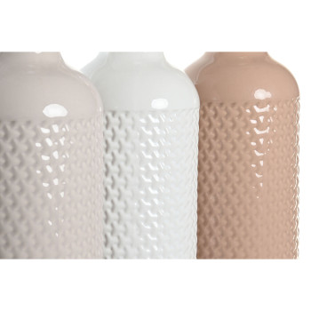 Vase DKD Home Decor Terracotta Light mauve Light Pink Dolomite 13 x 13 x 41 cm (3 Units),,,