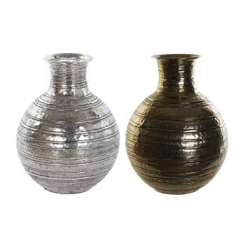 Vaza DKD Home Decor Auksinis Sidabras Aliuminis Šiuolaikiškas Sendinta apdaila 38 x 38 x 50 cm (2 vnt.),,,