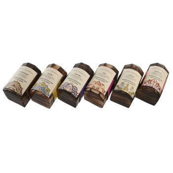 Eterinių aliejų degiklis Home ESPRIT Mango mediena Mandala Indas 9,5 x 5,5 x 6 cm Smilkalai (6 vnt.) (10 vnt.),,,