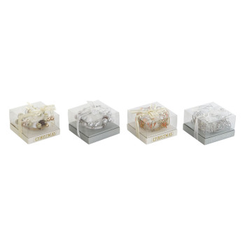 Žvakė DKD Home Decor Auksinis Sidabras Kalėdos 10.5 x 10.5 x 7 cm 10,5 x 10,5 x 7 cm (4 vnt.),,,