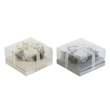 Küünal DKD Home Decor Kuldne Hõbedane Jõulud 15 x 15 x 5 cm (2 Ühikut),,,