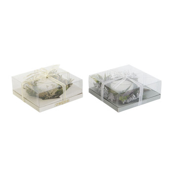 Küünal DKD Home Decor Kuldne Hõbedane Jõulud 21,5 x 21,5 x 8,5 cm (2 Ühikut),,,