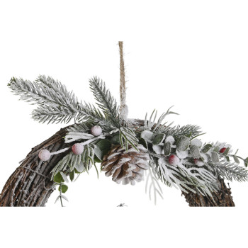 Jõulupärg DKD Home Decor Naturaalne vitstest Ananass Lumine 32 x 7 x 32 cm (2 Ühikut),,,