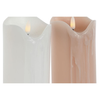 LED Žvakė DKD Home Decor Balta Šviesiai rožinis 7.5 x 7.5 x 20 cm 7,5 x 7,5 x 20 cm (AA) (2 vnt.),,,