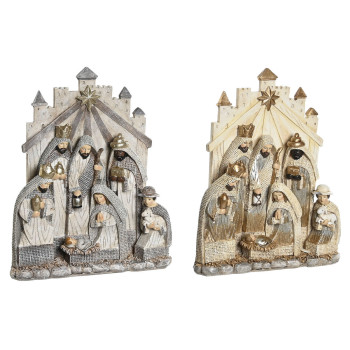 Kristuse sünni komplekt DKD Home Decor Hall Kuldne Vaik 22 x 6 x 26 cm (2 Ühikut),,,
