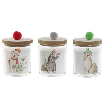 Žvakė DKD Home Decor Spalvotas Pomponai Kalėdos 8 x 8 x 9 cm 8 x 8 x 11 cm (3 vnt.) (2 vnt.),,,